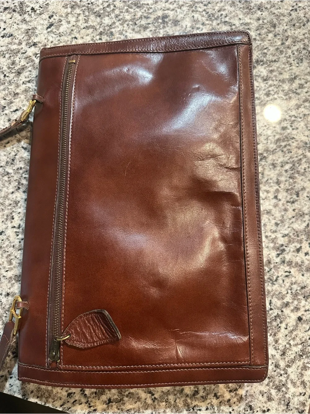 Anne Klein vintage Brown Leather Crossbody Bag Classic Leather case lap top bag